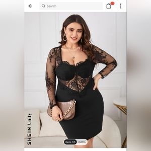 SHEIN Lace Panel Bodycon Dress